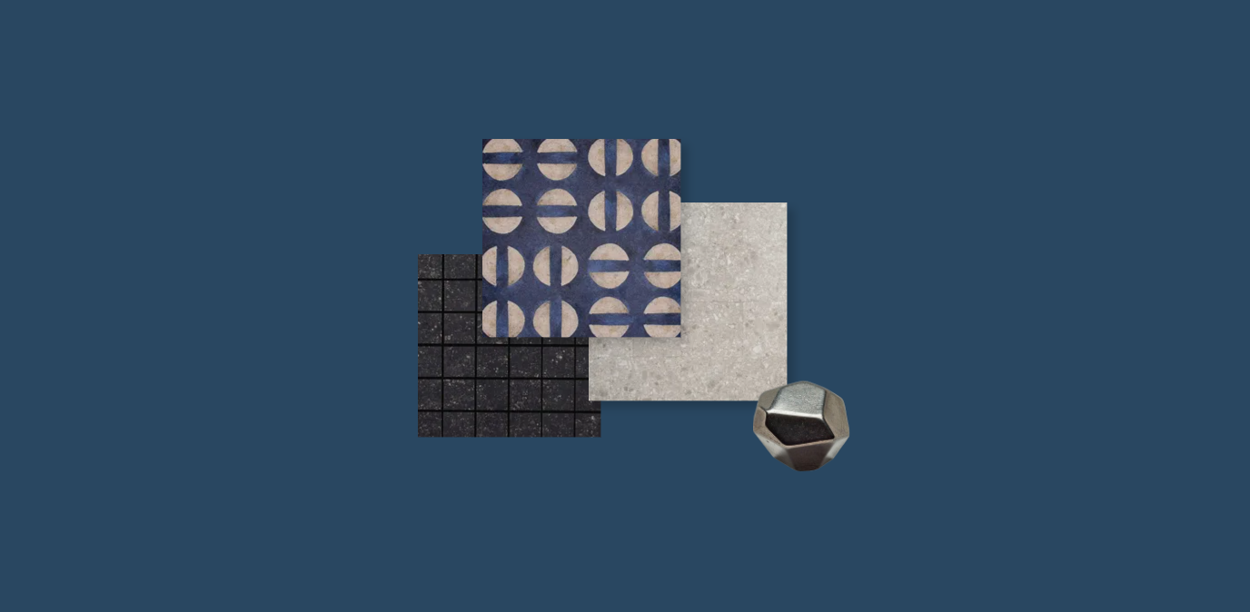 Mood Board with Half Moon tile in Celestial Blue