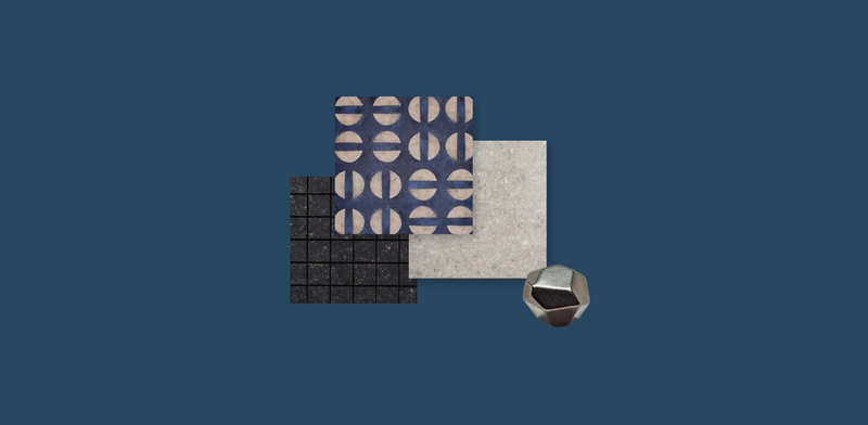 Mood Board with Half Moon tile in Celestial Blue